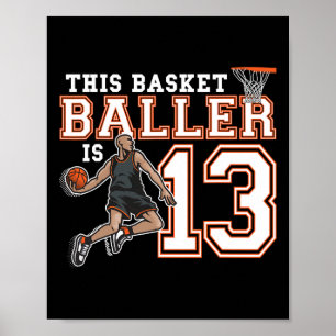 Affiche Joueur de 13 ans Basketball Anniversaire