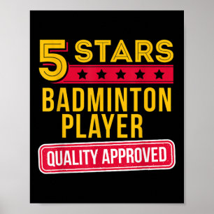 Affiche Joueur de badminton 5 étoiles - Gif drôle de sport
