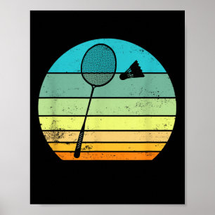 Affiche Joueur de badminton à raquette navette rétro vinta