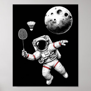 Affiche Joueur de badminton astronaute spatial Navette Spo
