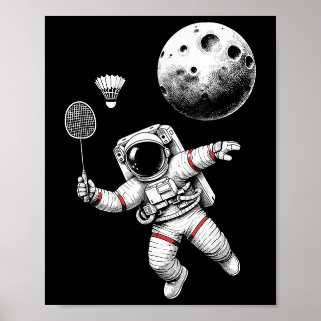 Affiche Joueur de badminton astronaute spatial Navette Spo (Devant)
