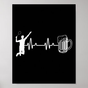 Affiche Joueur de badminton battement de coeur ECG Sports