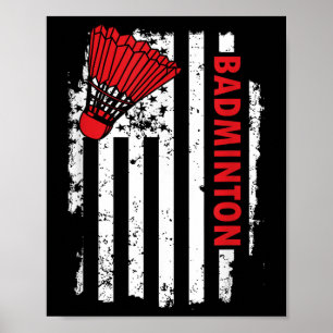 Affiche Joueur de badminton Drapeau États-Unis Usa