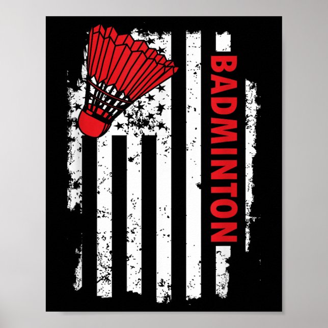 Affiche Joueur de badminton Drapeau États-Unis Usa  (Devant)
