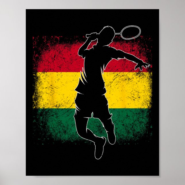 Affiche Joueur de Badminton Drapeau ghanéen Ghana (Devant)
