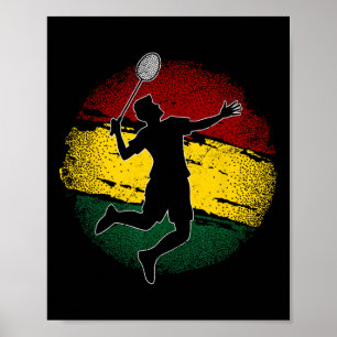 Affiche Joueur de badminton Drapeau ghanéen Ghana 1