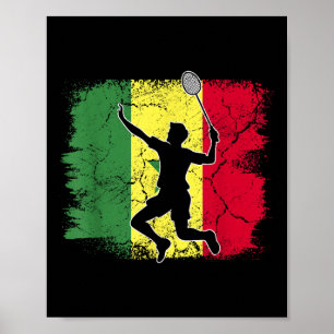 Affiche Joueur de badminton Drapeau sénégalais Sénégal