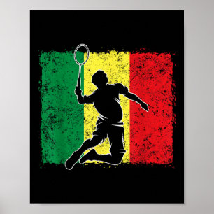 Affiche Joueur de badminton Drapeau sénégalais Sénégal