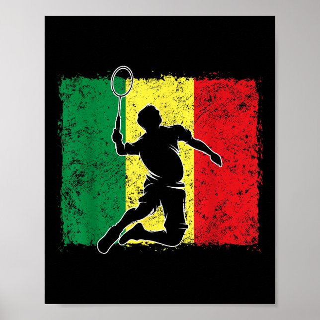 Affiche Joueur de badminton Drapeau sénégalais Sénégal (Devant)