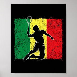 Affiche Joueur de badminton Drapeau sénégalais Sénégal 1