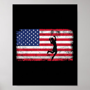 Affiche Joueur de badminton Drapeau Usa pour hommes femmes