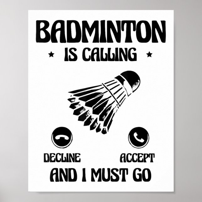 Affiche Joueur de badminton drôle aime la conception de na (Devant)