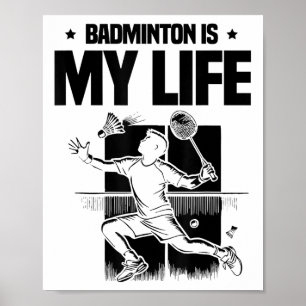 Affiche Joueur de badminton drôle aime la conception de na