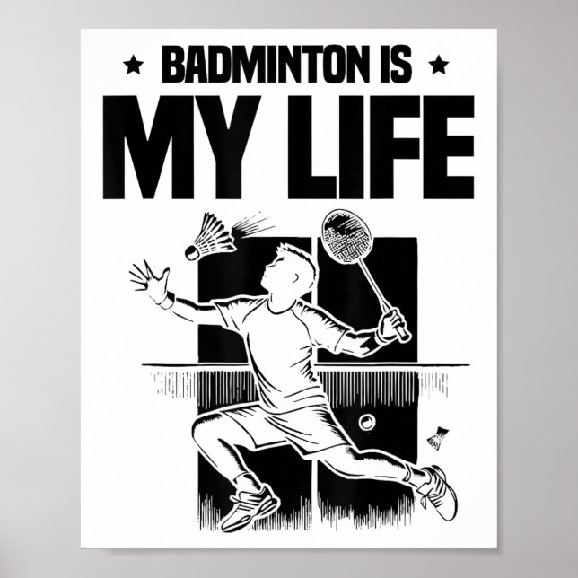 Affiche Joueur de badminton drôle aime la conception de na (Devant)