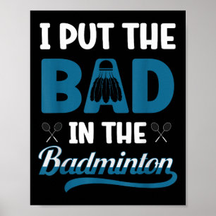 Affiche Joueur de badminton drôle amateur de volant de bad