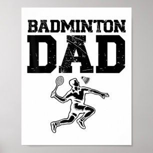 Affiche Joueur de badminton drôle conception de navette d'