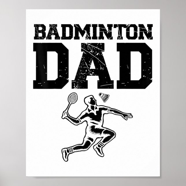 Affiche Joueur de badminton drôle conception de navette d' (Devant)