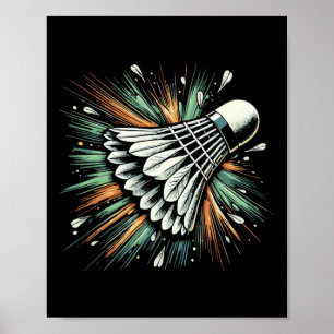 Affiche Joueur de badminton dynamique