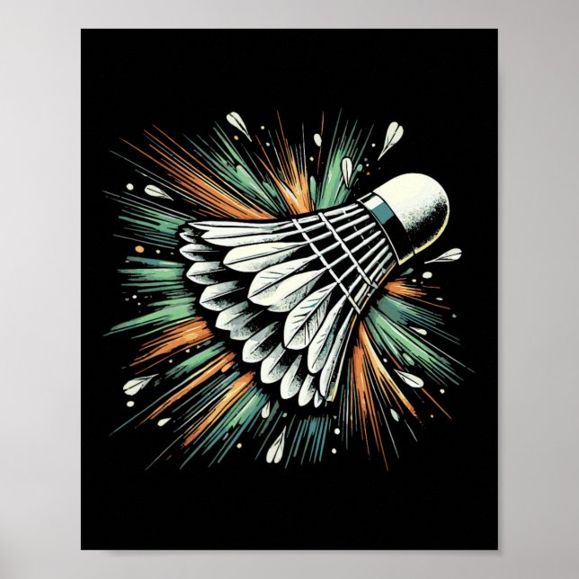 Affiche Joueur de badminton dynamique (Devant)