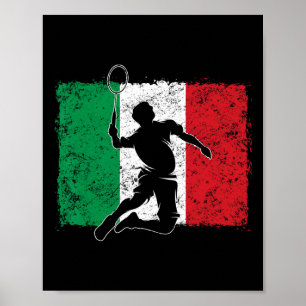 Affiche Joueur de badminton dynamique Drapeau italien