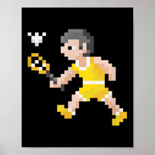Affiche Joueur de badminton en pixel art de jeu vidéo rétr