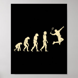 Affiche Joueur de badminton Evolution volant raquette