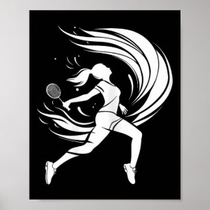 Affiche Joueur de badminton féminin navette de dessin