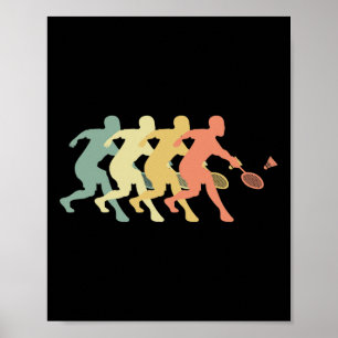 Affiche Joueur de badminton - Idée cadeau de badminton rét