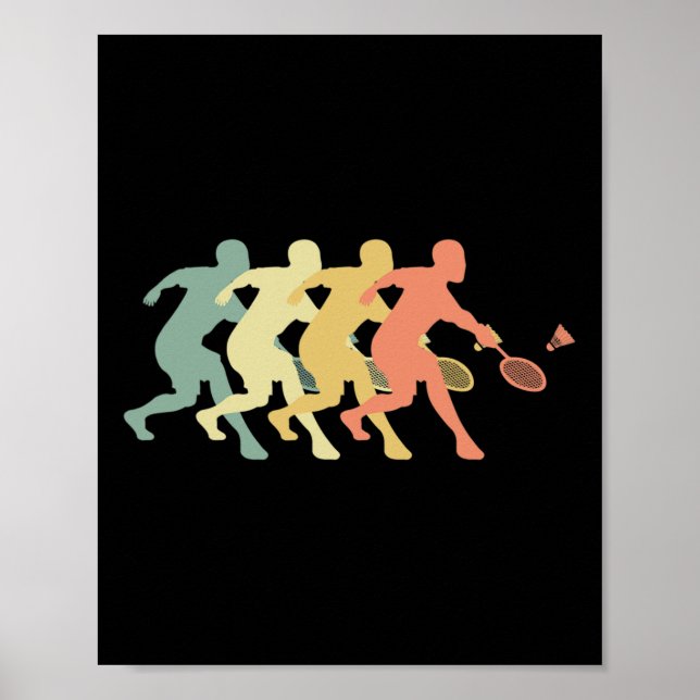 Affiche Joueur de badminton - Idée cadeau de badminton rét (Devant)
