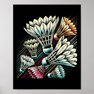 Affiche Joueur de Badminton Navette Design dynamique