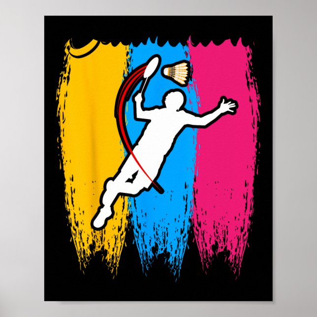 Affiche Joueur de Badminton Navette Time Smash Rackets Lov (Devant)
