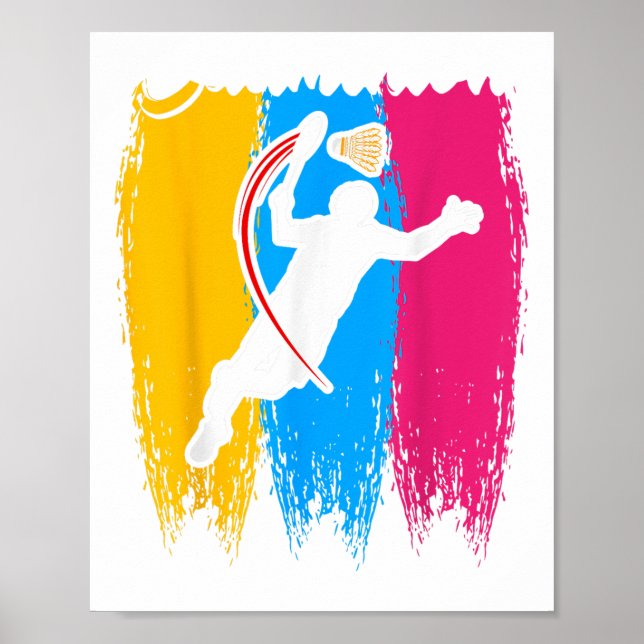 Affiche Joueur de Badminton Navette Time Smash Rackets Lov (Devant)