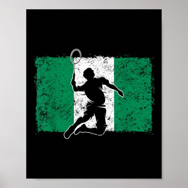 Affiche Joueur de Badminton Nigeria Drapeau nigérian Niger (Devant)