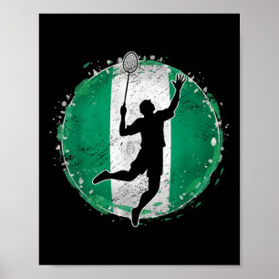 Affiche Joueur de badminton Nigeria Drapeau nigérian Niger