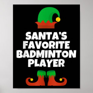 Affiche Joueur de badminton préféré du Père Noël Chapeau d