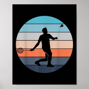 Affiche Joueur de badminton Raquette Sport Navette Rétro V