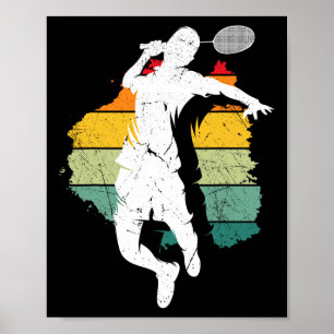 Affiche Joueur de Badminton Retro Badminton Team Shutting
