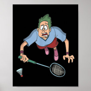 Affiche Joueur de badminton sautant 