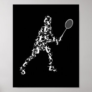 Affiche Joueur de badminton Silhouette Shuttlecock raquett