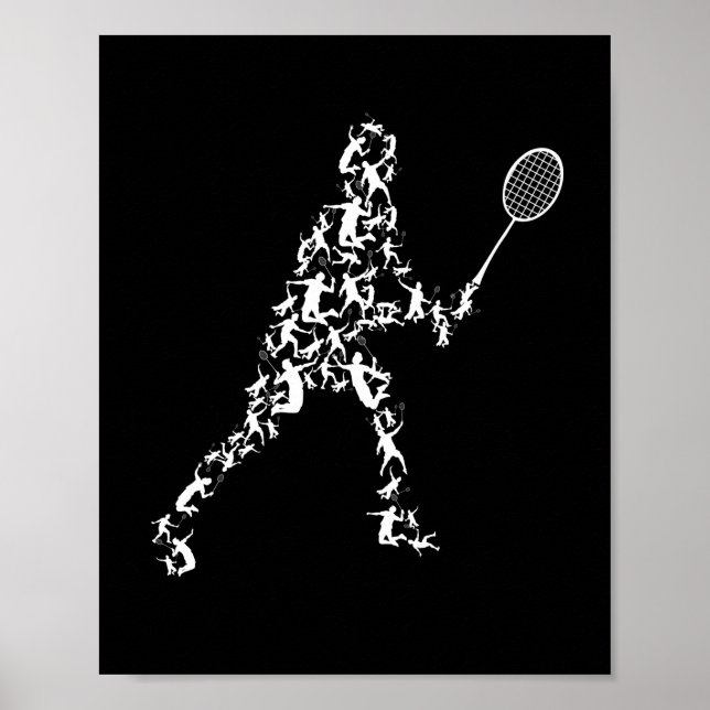 Affiche Joueur de badminton Silhouette Shuttlecock raquett (Devant)