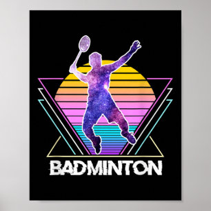 Affiche Joueur de badminton Sports Rétro Vintage Vaporwave
