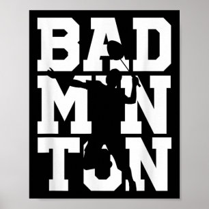 Affiche Joueur de badminton tiré raquette volant jeu athlè