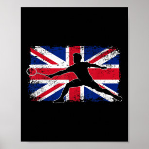 Affiche Joueur de badminton Union Jack Grande-Bretagne Roy