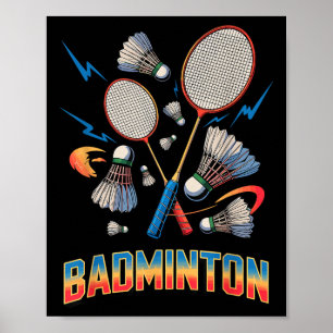 Affiche Joueur de badminton vintage des années 90 Raquette