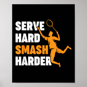 Affiche Joueur de badminton volant servir dur smash plus d