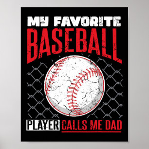 Affiche Joueur de baseball favori m'appelle Papa Baseball 