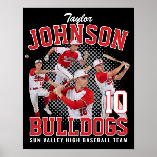 Affiche Joueur de baseball Photo personnalisée Bootleg rét