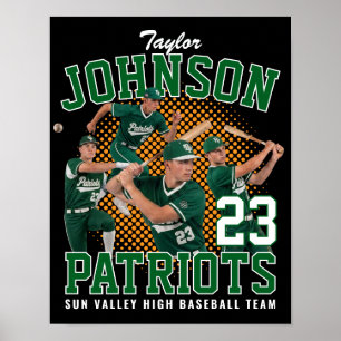 Affiche Joueur de baseball Photo personnalisée Bootleg rét