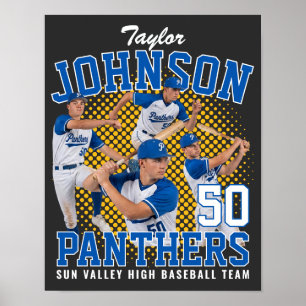 Affiche Joueur de baseball Photo personnalisée Bootleg rét