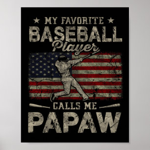 Affiche Joueur de baseball préféré m'appelle Papaw Fête de